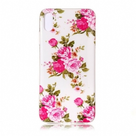 Hoesje voor iPhone XR Fluorescerende Vrijheidsbloemen