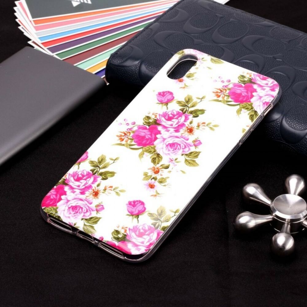 Hoesje voor iPhone XR Fluorescerende Vrijheidsbloemen