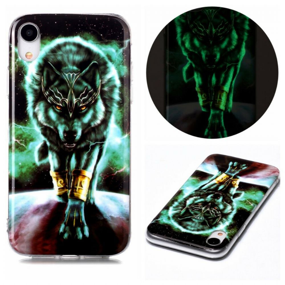 Hoesje voor iPhone XR Fluorescerende Wolf-serie