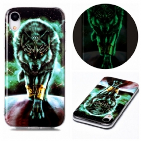 Hoesje voor iPhone XR Fluorescerende Wolf-serie