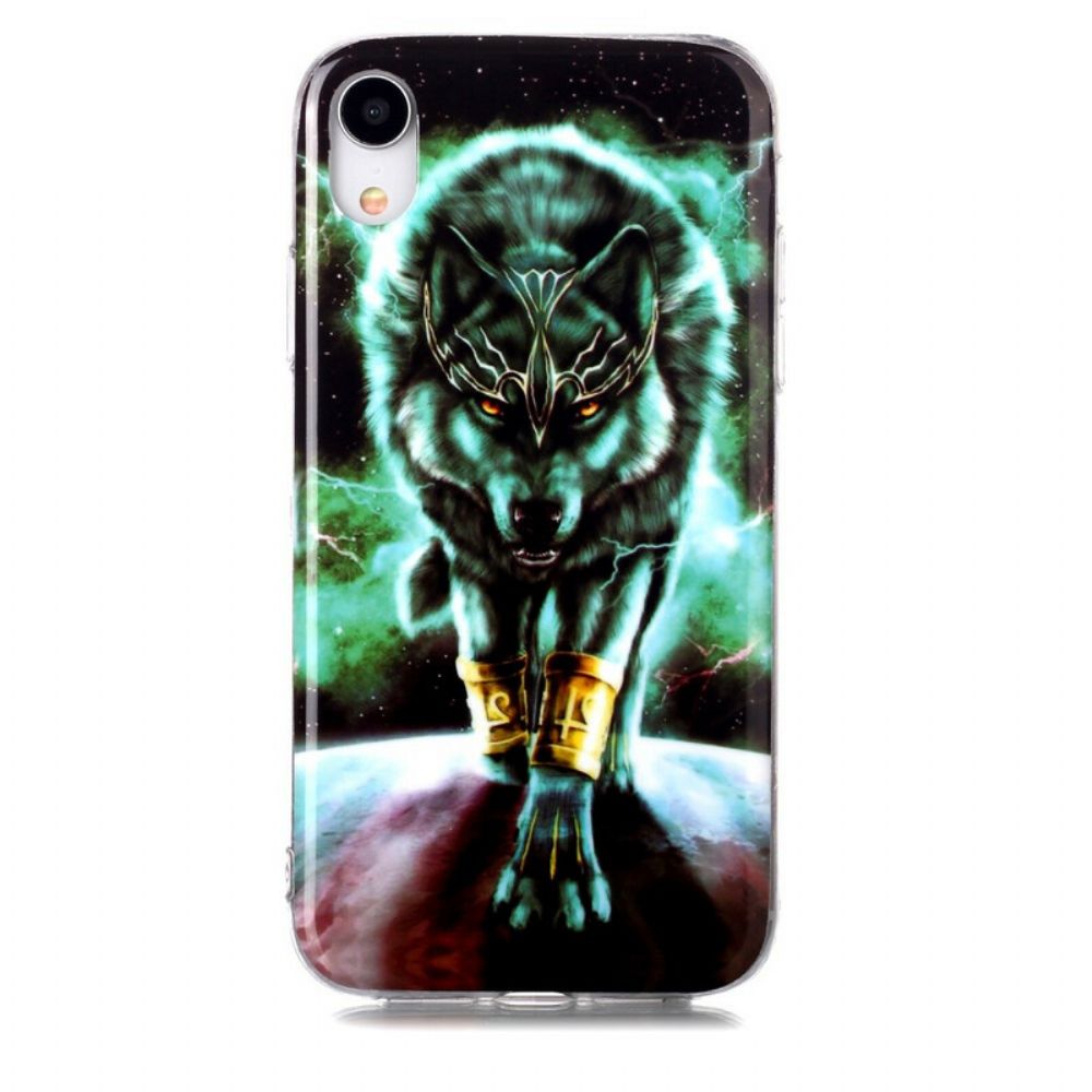 Hoesje voor iPhone XR Fluorescerende Wolf-serie