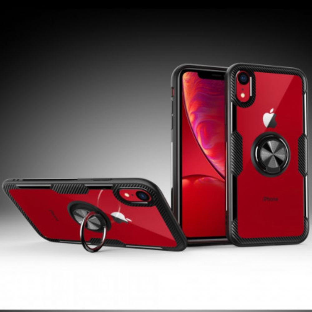 Hoesje voor iPhone XR Ringondersteuning Van Gehard Glas