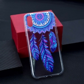 Hoesje voor iPhone XR Transparante Dromenvanger Blauwe Veren