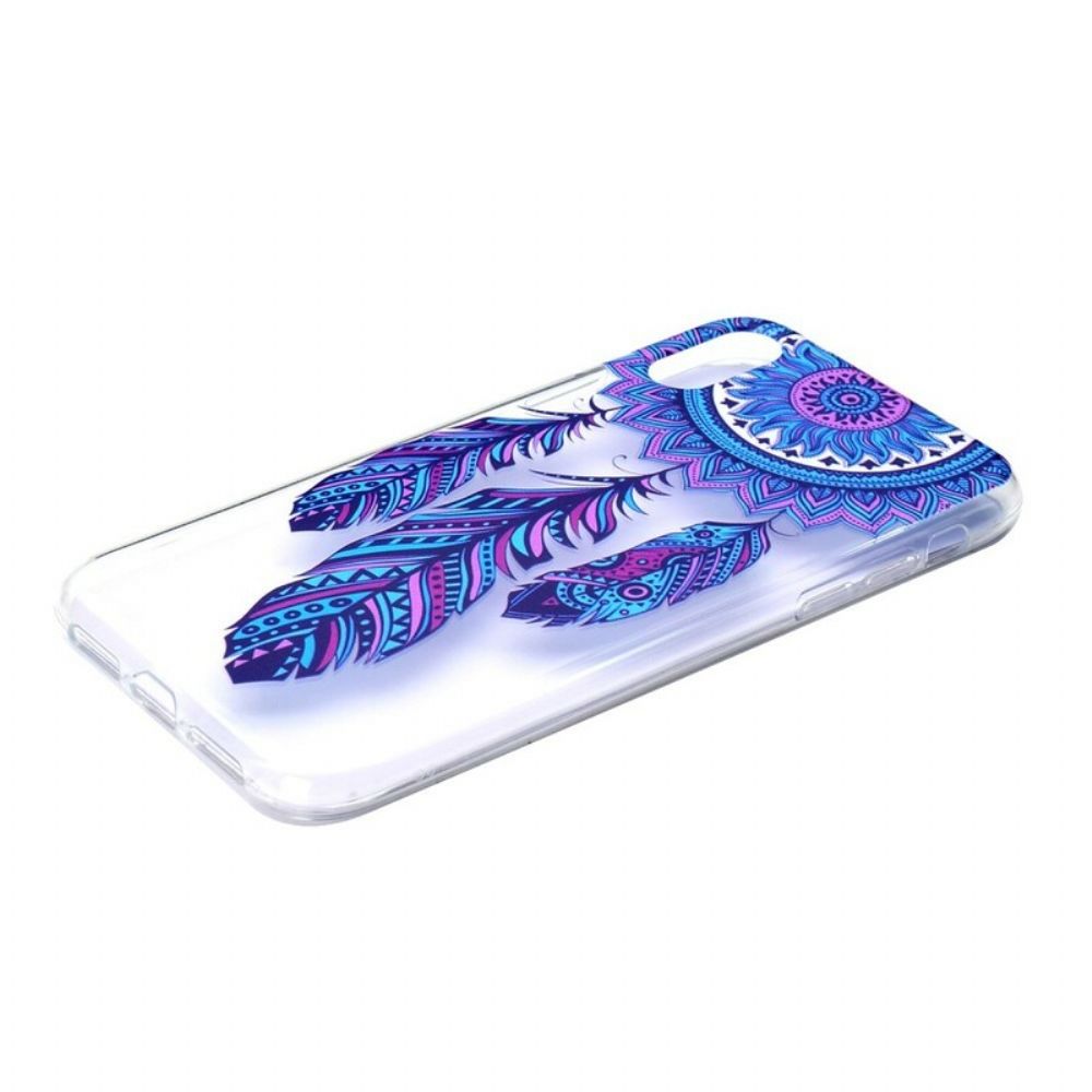 Hoesje voor iPhone XR Transparante Dromenvanger Blauwe Veren