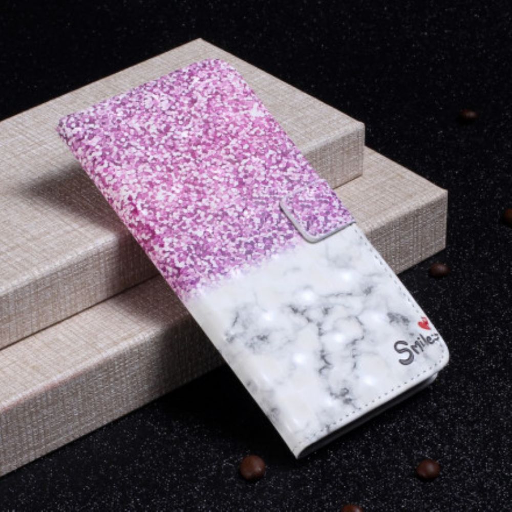 Leren Hoesje voor iPhone XR Glimlach Glitter