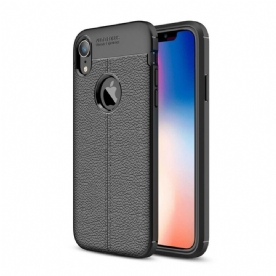 Telefoonhoesje voor iPhone XR Dubbele Lijn Litchi Leder Effect