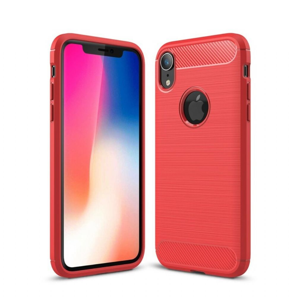 Telefoonhoesje voor iPhone XR Geborsteld Koolstofvezel