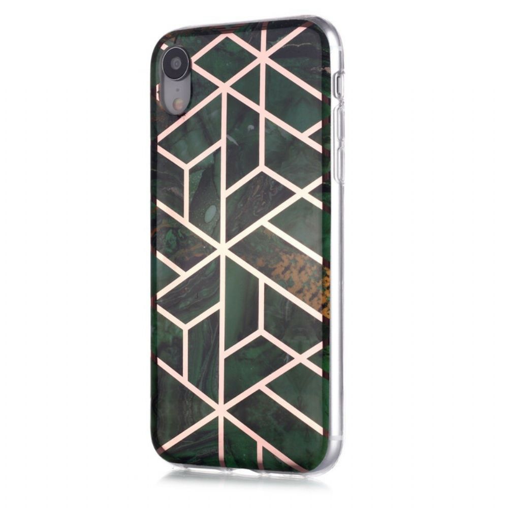 Telefoonhoesje voor iPhone XR Marmerkleurige Geometrie 2