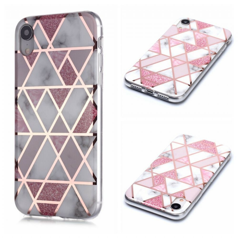 Telefoonhoesje voor iPhone XR Marmerkleurige Geometrie 2