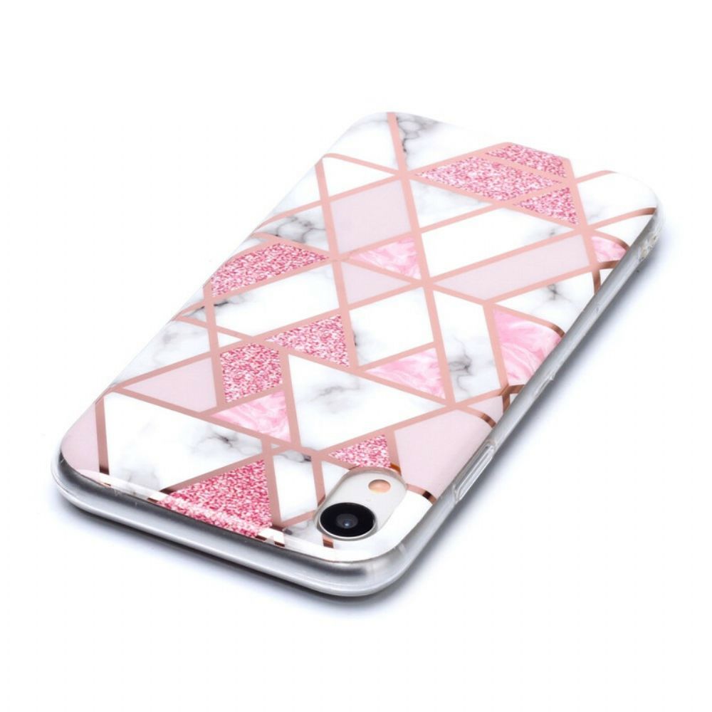 Telefoonhoesje voor iPhone XR Marmerkleurige Geometrie 2