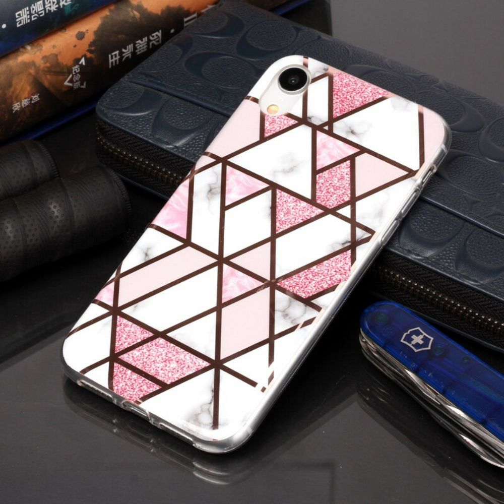 Telefoonhoesje voor iPhone XR Marmerkleurige Geometrie 2