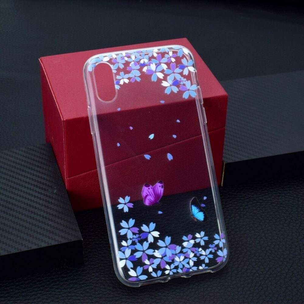 Telefoonhoesje voor iPhone XR Transparante Vlinders En Bloemen