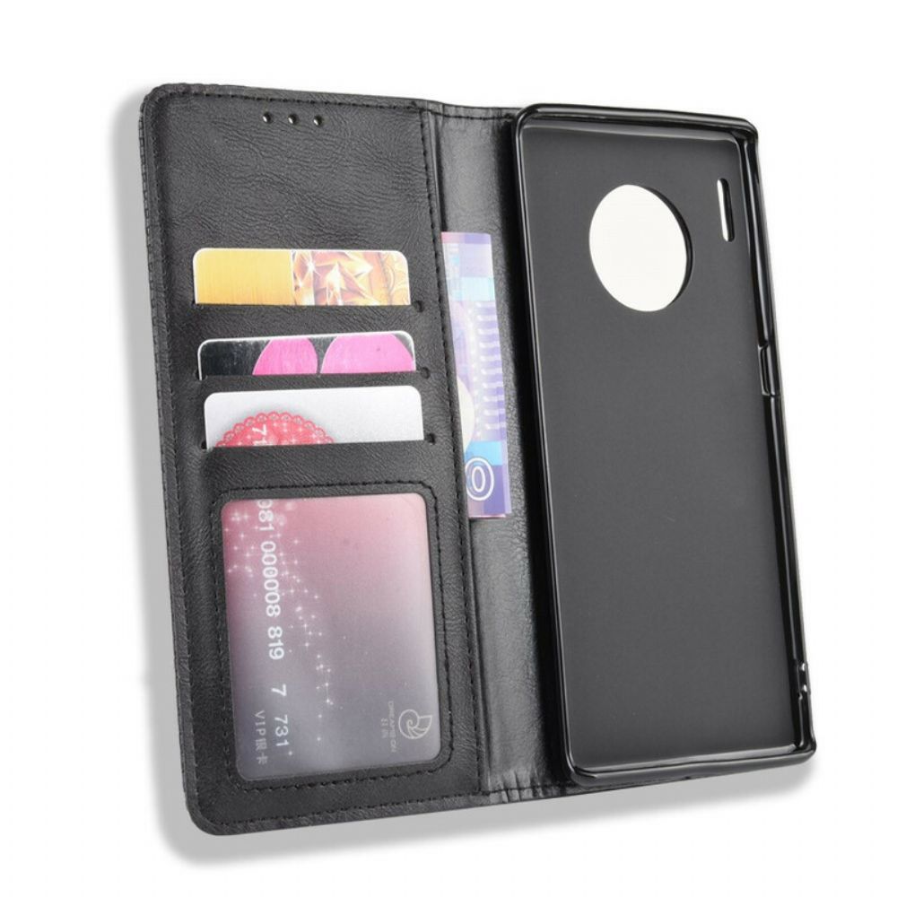 Bescherming Hoesje voor Huawei Mate 30 Pro Folio-hoesje Vintage Gestileerd Leereffect