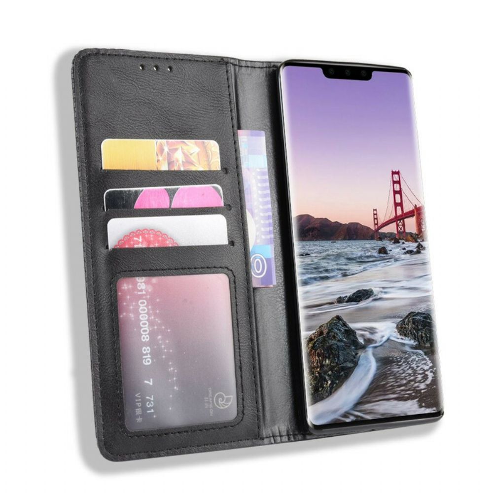 Bescherming Hoesje voor Huawei Mate 30 Pro Folio-hoesje Vintage Gestileerd Leereffect