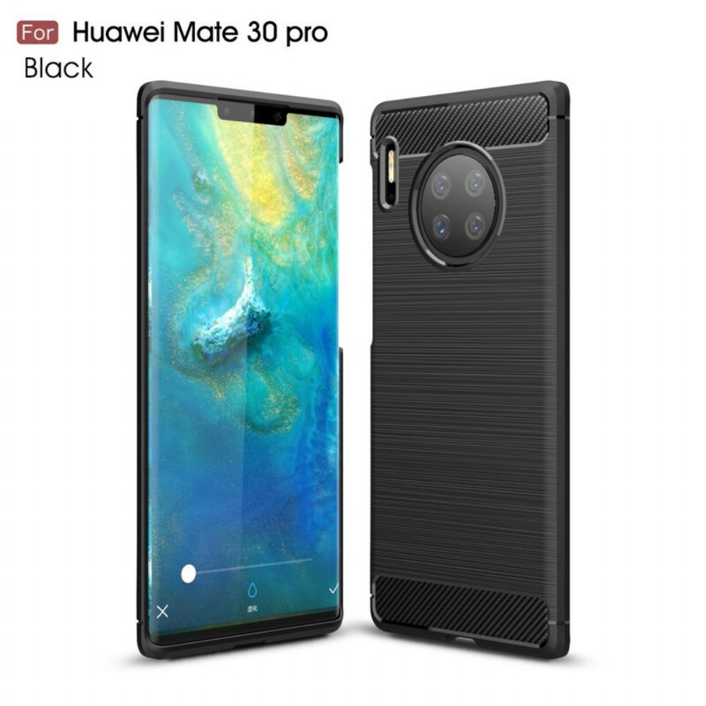 Hoesje voor Huawei Mate 30 Pro Geborstelde Koolstofvezel