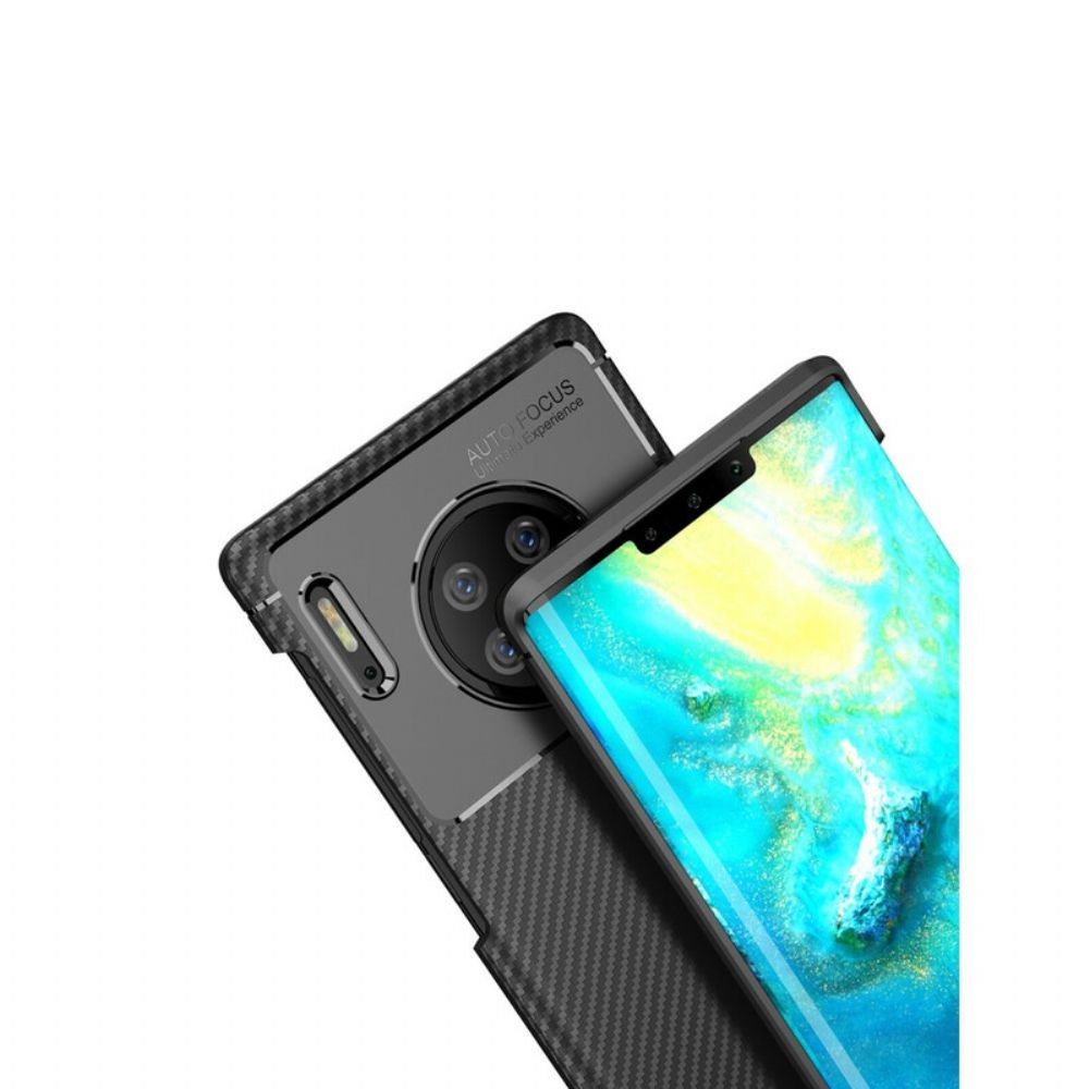 Telefoonhoesje voor Huawei Mate 30 Pro Flexibele Koolstofvezeltextuur