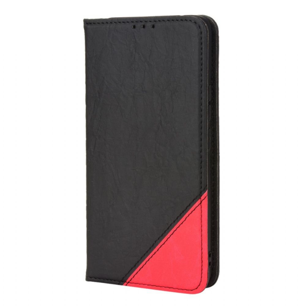 Bescherming Hoesje voor Vivo V21 5G Folio-hoesje Slant Bicolor Imitatieleer