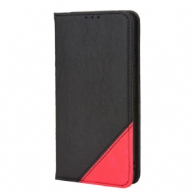 Bescherming Hoesje voor Vivo V21 5G Folio-hoesje Slant Bicolor Imitatieleer