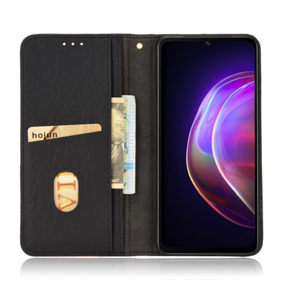 Bescherming Hoesje voor Vivo V21 5G Folio-hoesje Slant Bicolor Imitatieleer