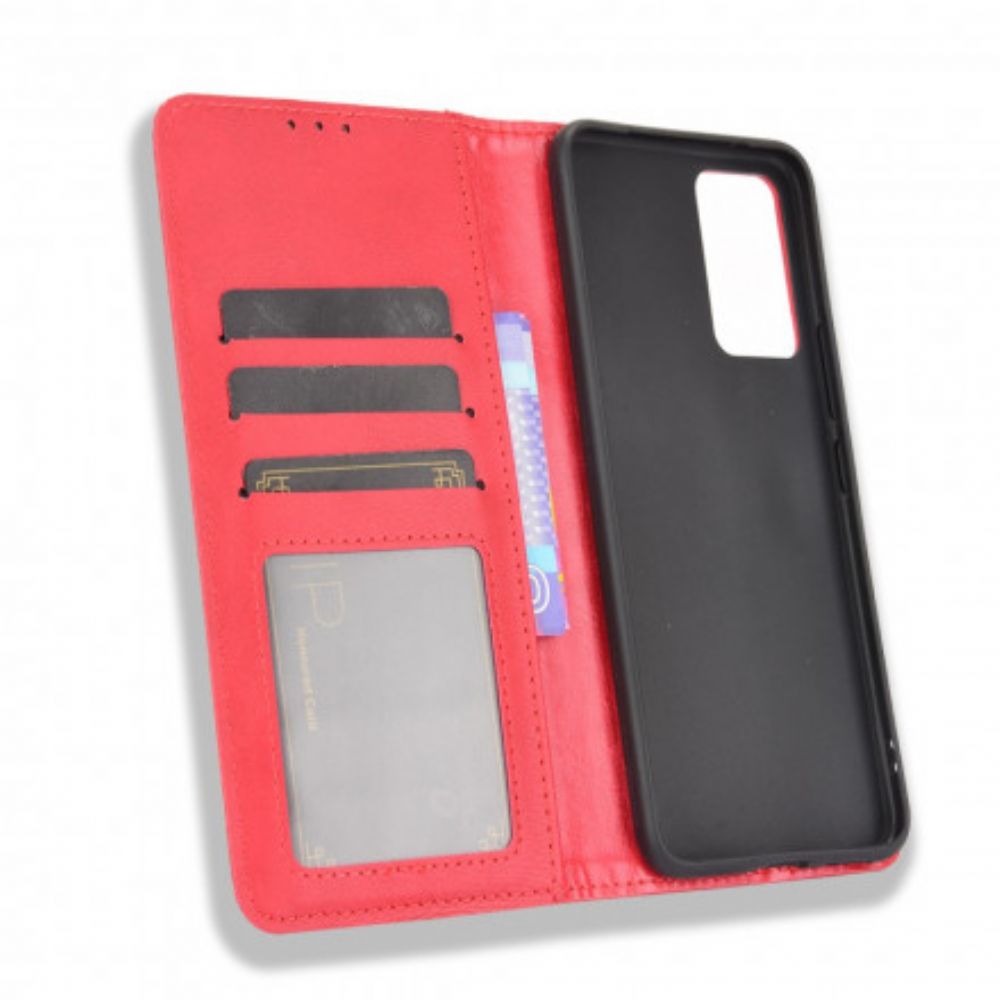 Bescherming Hoesje voor Vivo V21 5G Folio-hoesje Vintage Gestileerd Leereffect