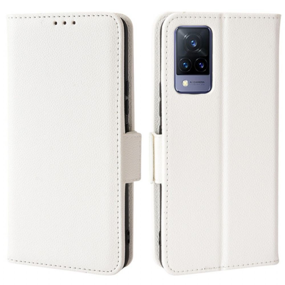 Leren Hoesje voor Vivo V21 5G Folio-hoesje Dubbele Nieuwe Kleuren Flap