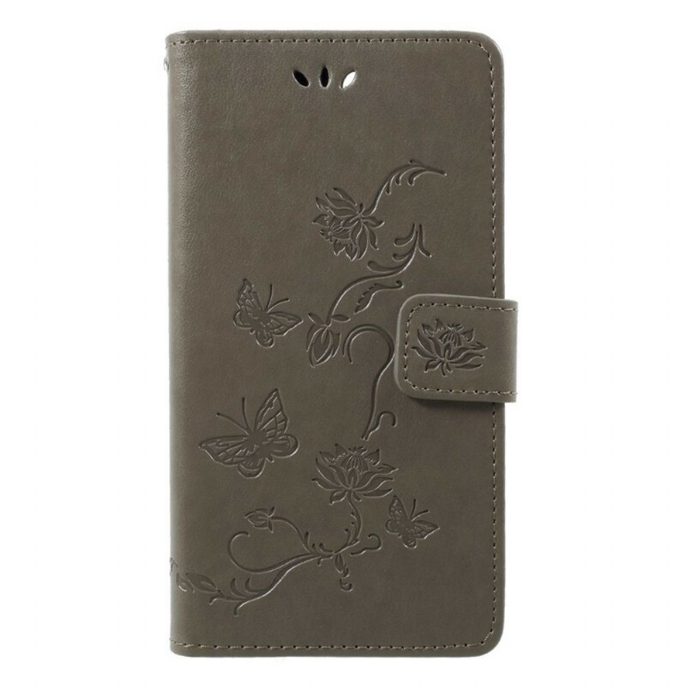 Folio-hoesje voor Honor 9 Lite Met Ketting Thong Vlinders En Bloemen