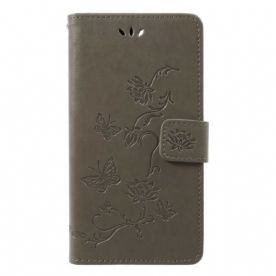 Folio-hoesje voor Honor 9 Lite Met Ketting Thong Vlinders En Bloemen