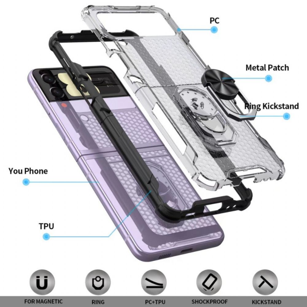 Hoesje voor Samsung Galaxy Z Flip 4 Folio-hoesje Honingraat Met Ring-ondersteuning