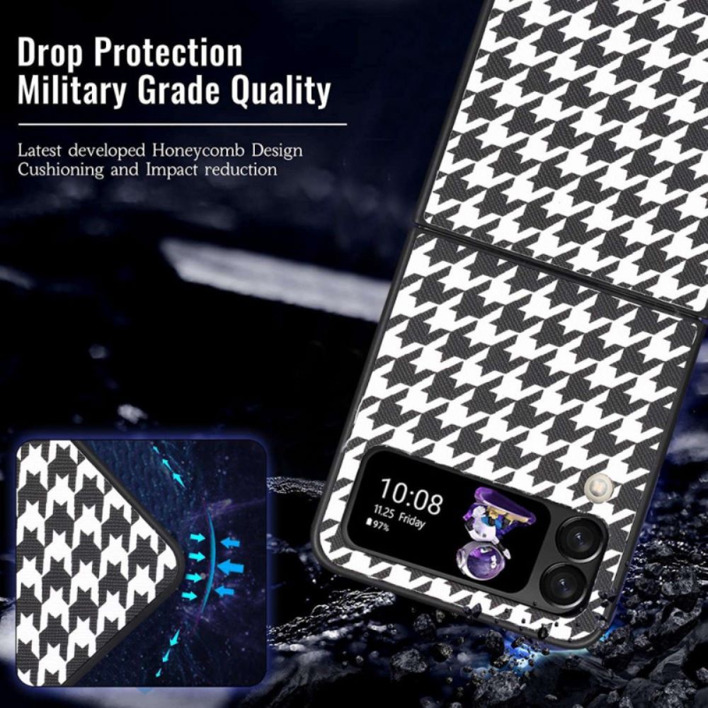 Hoesje voor Samsung Galaxy Z Flip 4 Folio-hoesje Houndstooth