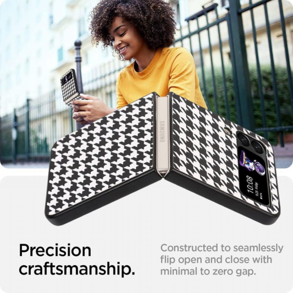 Hoesje voor Samsung Galaxy Z Flip 4 Folio-hoesje Houndstooth