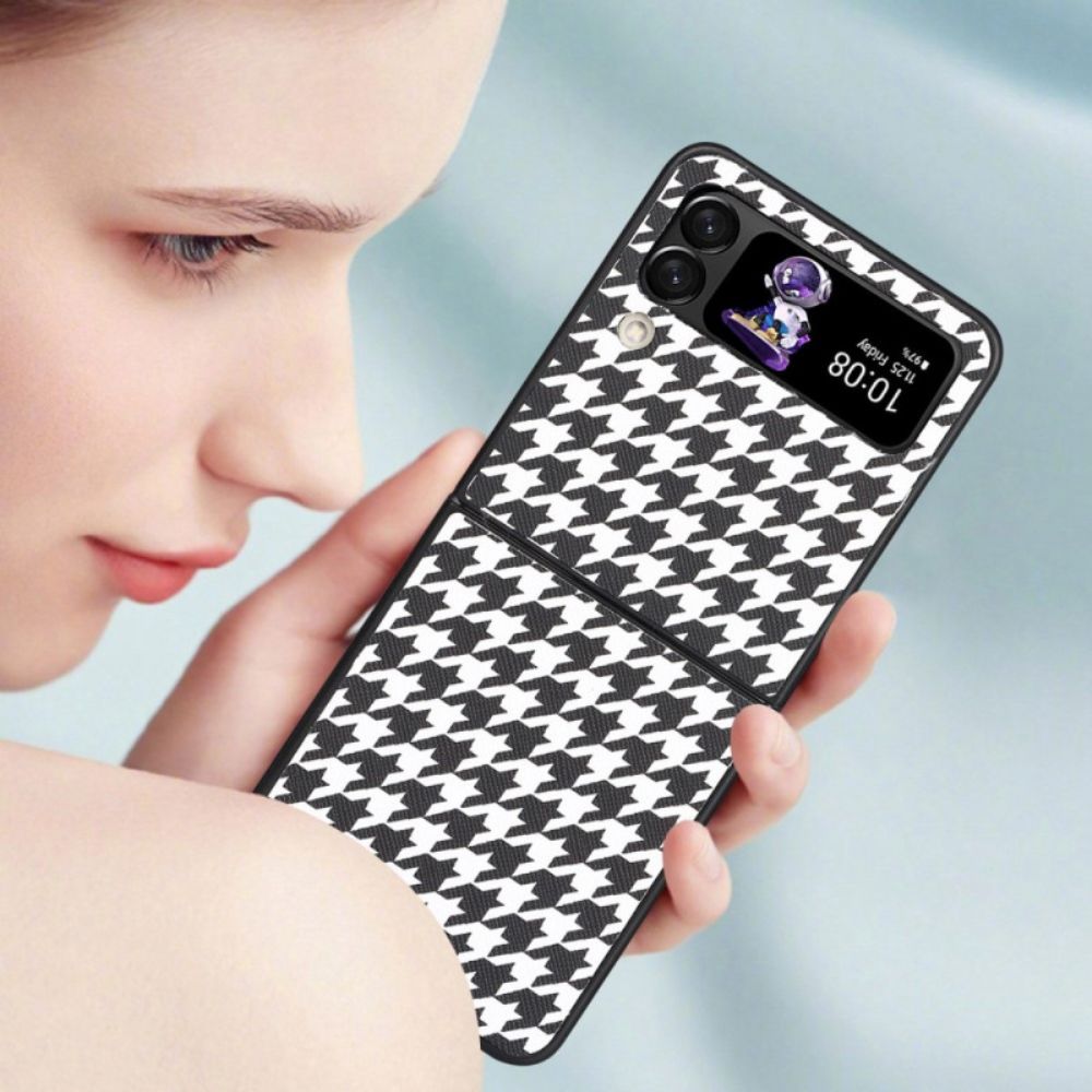 Hoesje voor Samsung Galaxy Z Flip 4 Folio-hoesje Houndstooth