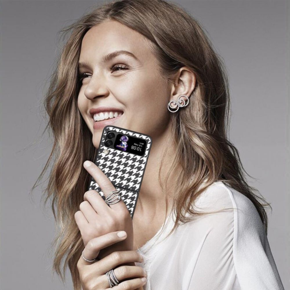 Hoesje voor Samsung Galaxy Z Flip 4 Folio-hoesje Houndstooth