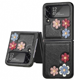 Hoesje voor Samsung Galaxy Z Flip 4 Folio-hoesje Imitatieleren Bloemen