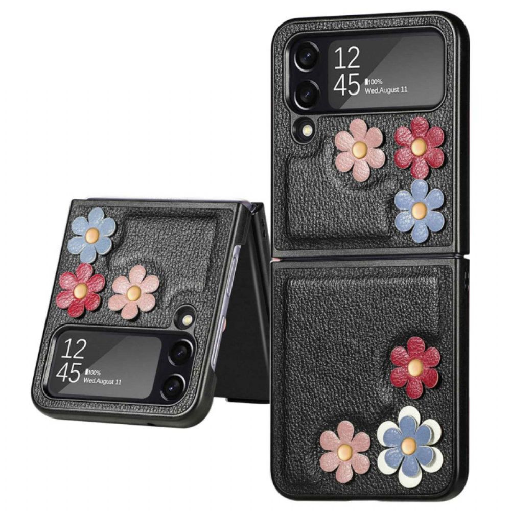 Hoesje voor Samsung Galaxy Z Flip 4 Folio-hoesje Imitatieleren Bloemen