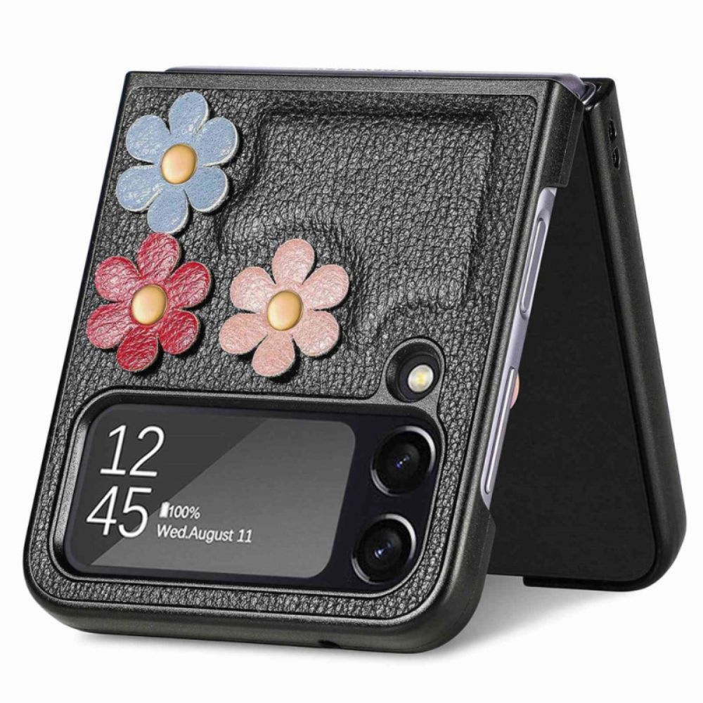 Hoesje voor Samsung Galaxy Z Flip 4 Folio-hoesje Imitatieleren Bloemen