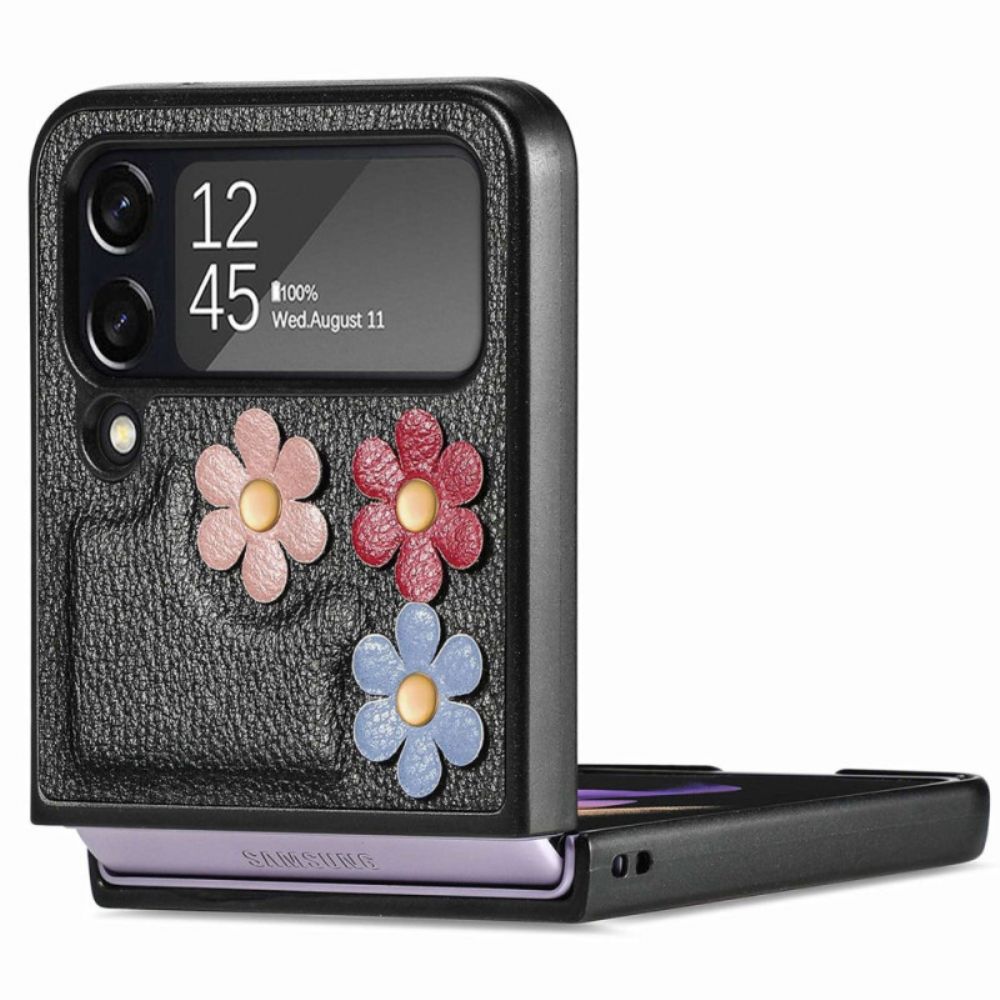 Hoesje voor Samsung Galaxy Z Flip 4 Folio-hoesje Imitatieleren Bloemen