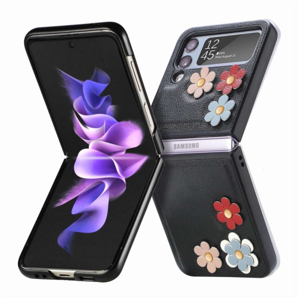 Hoesje voor Samsung Galaxy Z Flip 4 Folio-hoesje Imitatieleren Bloemen