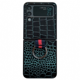 Hoesje voor Samsung Galaxy Z Flip 4 Folio-hoesje Krokodil En Ring Stijl