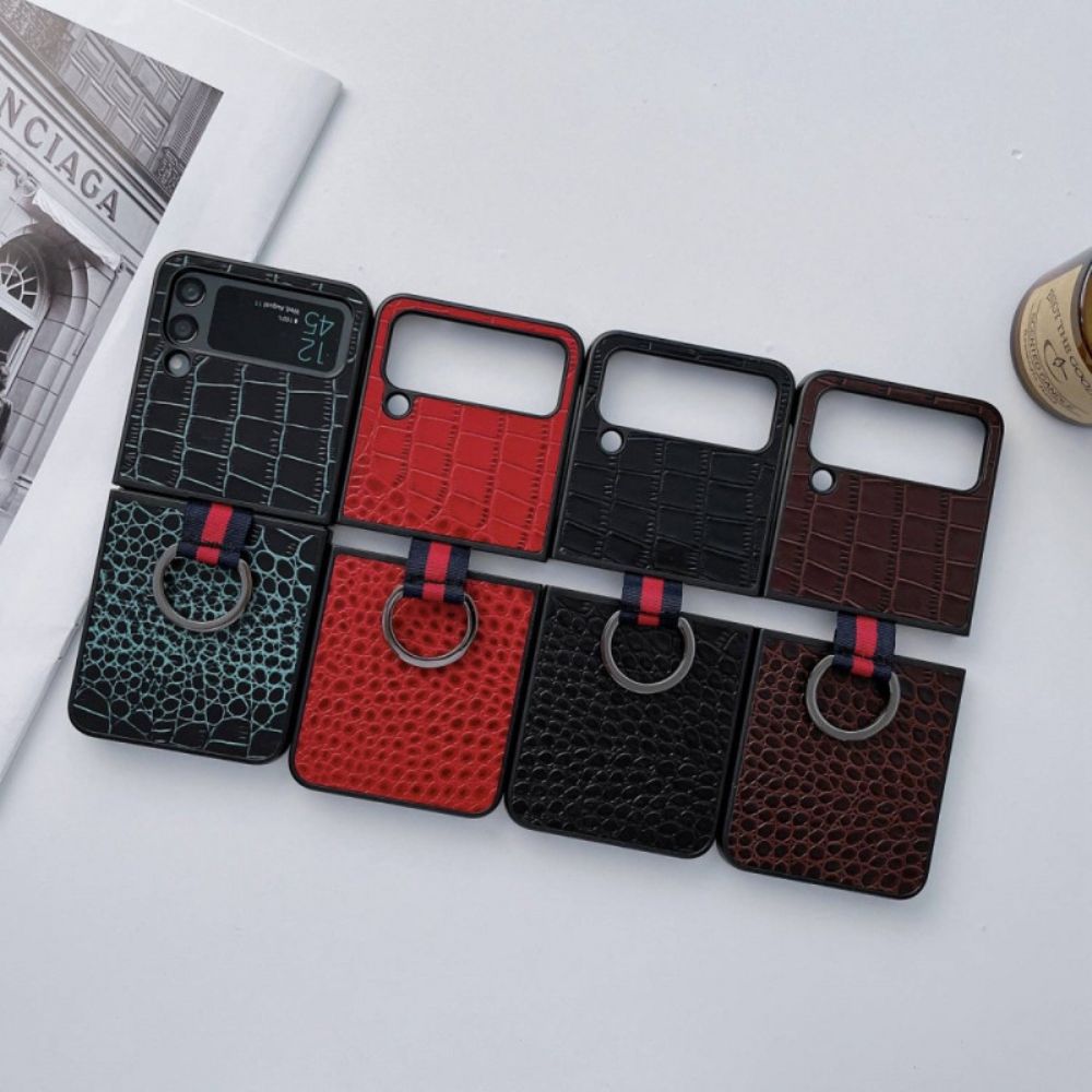 Hoesje voor Samsung Galaxy Z Flip 4 Folio-hoesje Krokodil En Ring Stijl