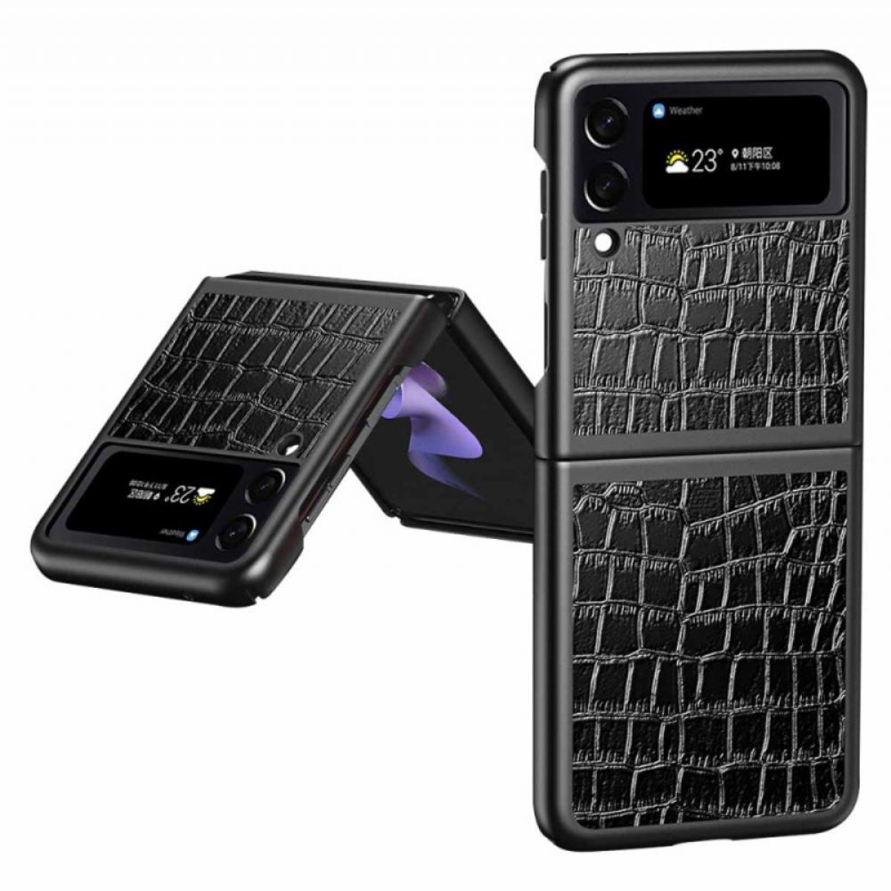 Hoesje voor Samsung Galaxy Z Flip 4 Folio-hoesje Krokodillenleer Stijl