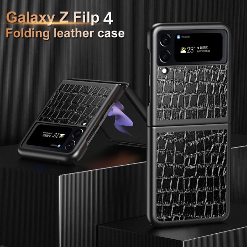 Hoesje voor Samsung Galaxy Z Flip 4 Folio-hoesje Krokodillenleer Stijl