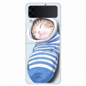 Hoesje voor Samsung Galaxy Z Flip 4 Folio-hoesje Slapende Kitten