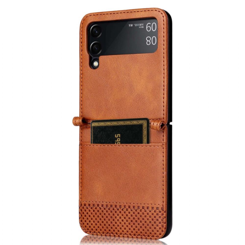 Hoesje voor Samsung Galaxy Z Flip 4 Folio-hoesje Vintage Lederen Stijl Kaarthouder