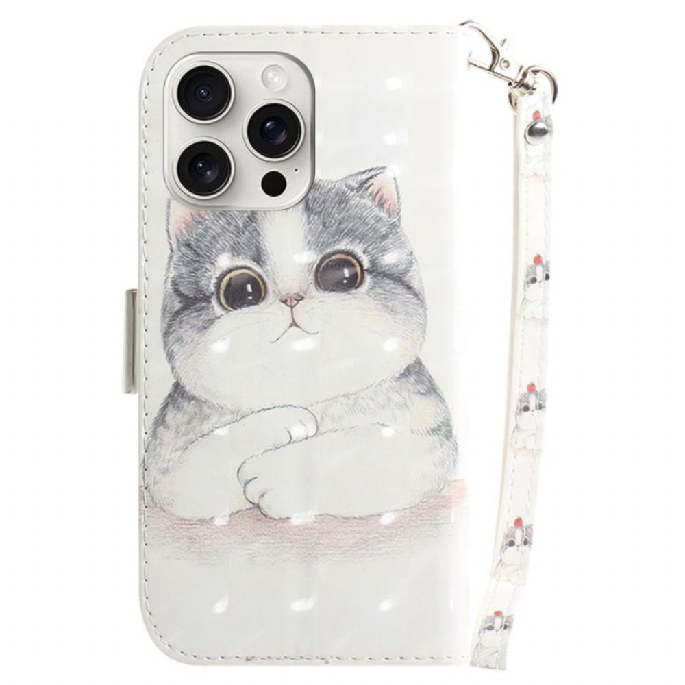 Bescherming Hoesje iPhone 16 Pro Max Schattige Kat Met Riem