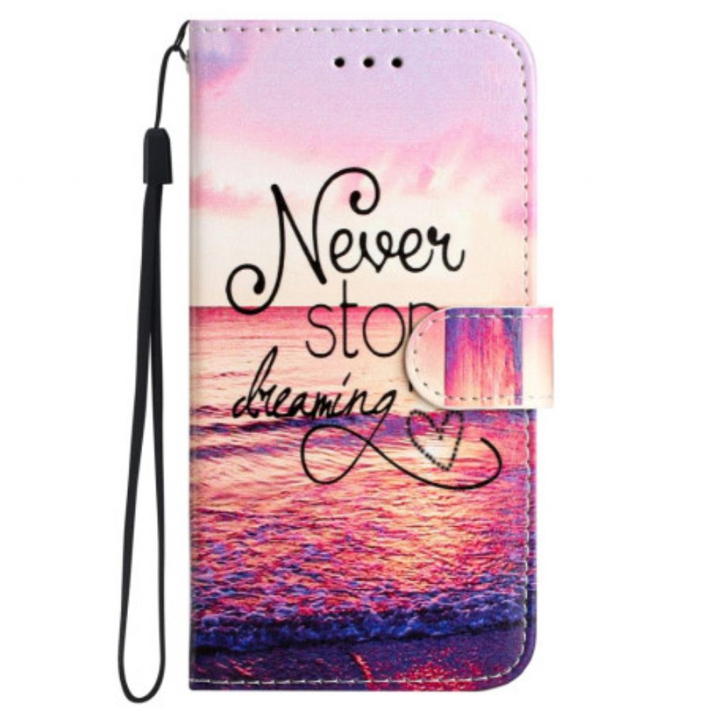 Bescherming Hoesje iPhone 16 Pro Max Stop Nooit Met Dromen Met Riem