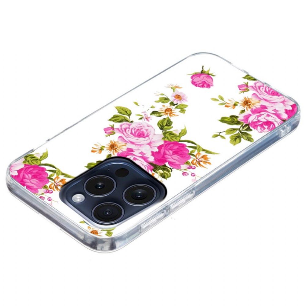 Cover Hoesje iPhone 16 Pro Max Telefoonhoesje Roze Bloemen