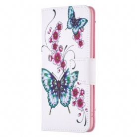 Flip Case Leren iPhone 16 Pro Max Groene Vlinders