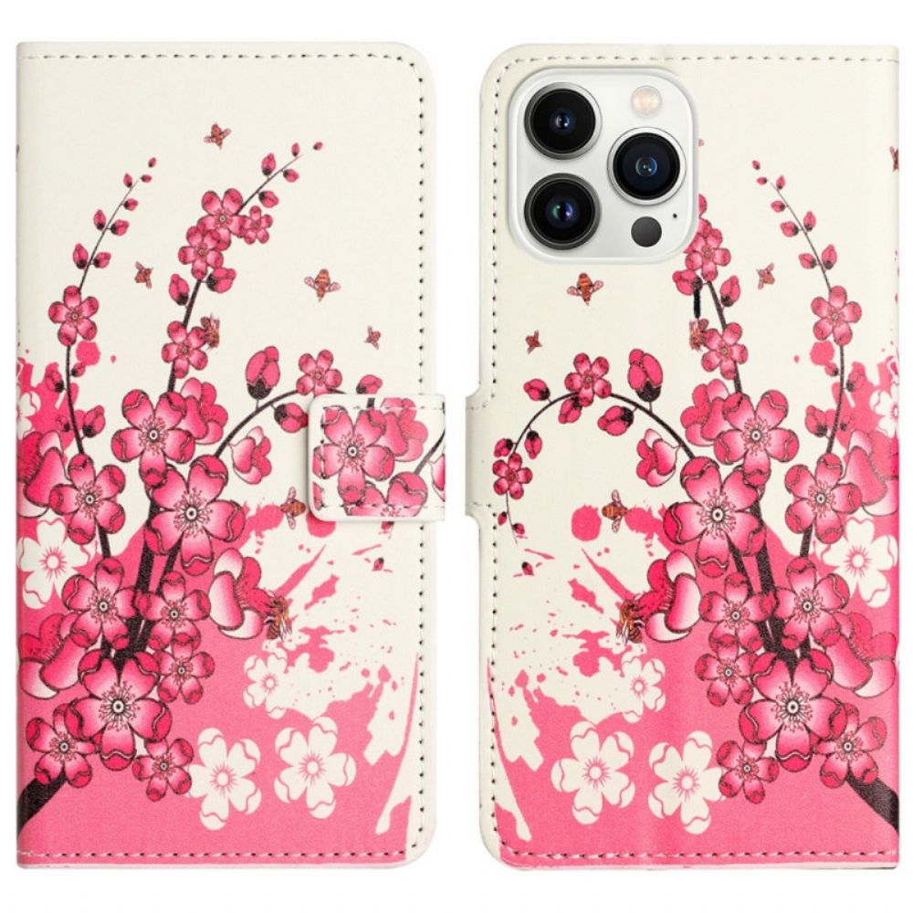 Folio-hoesje iPhone 16 Pro Max Pruimenbloesems