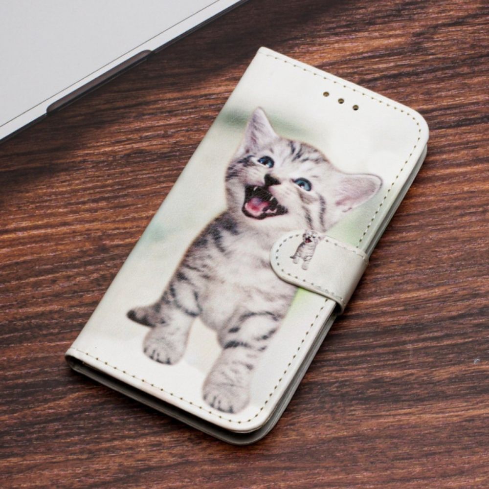 Folio-hoesje iPhone 16 Pro Max Telefoonhoesje Kleine Kat Met Riem