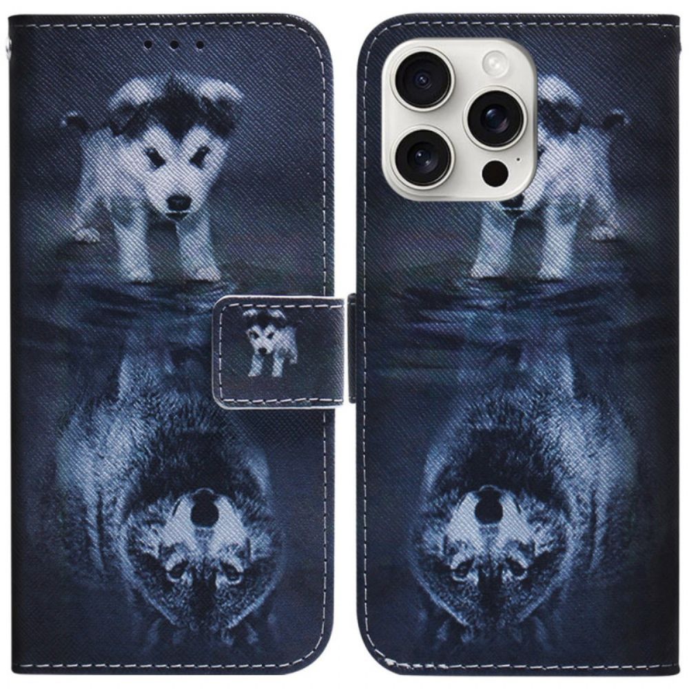 Folio-hoesje iPhone 16 Pro Max Telefoonhoesje Puppydroom